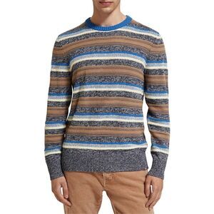 SCOTCH & SODA Sweater Mens Small Tan Blue Stripe Pullover Crew Cotton Blend $178